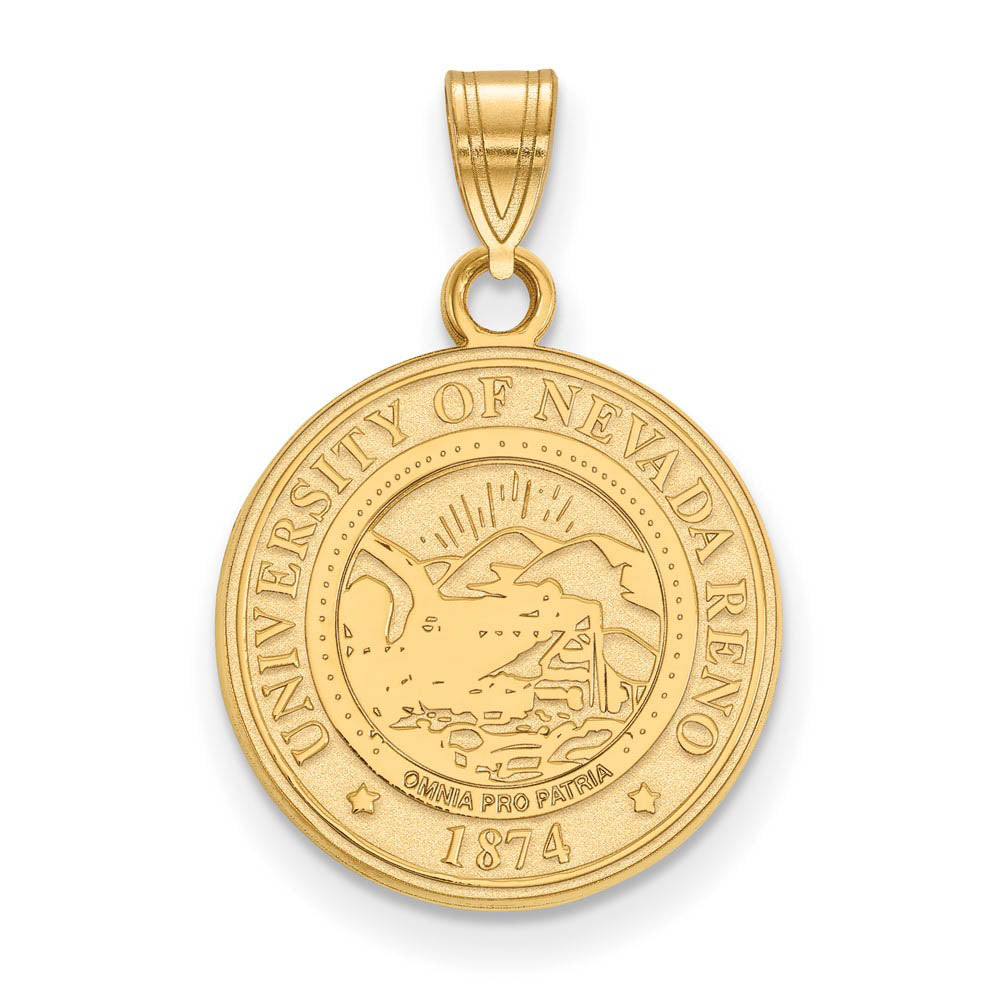 14k Gold Plated Silver U. of Nevada Medium Crest Pendant, Item P19272 by The Black Bow Jewelry Co.