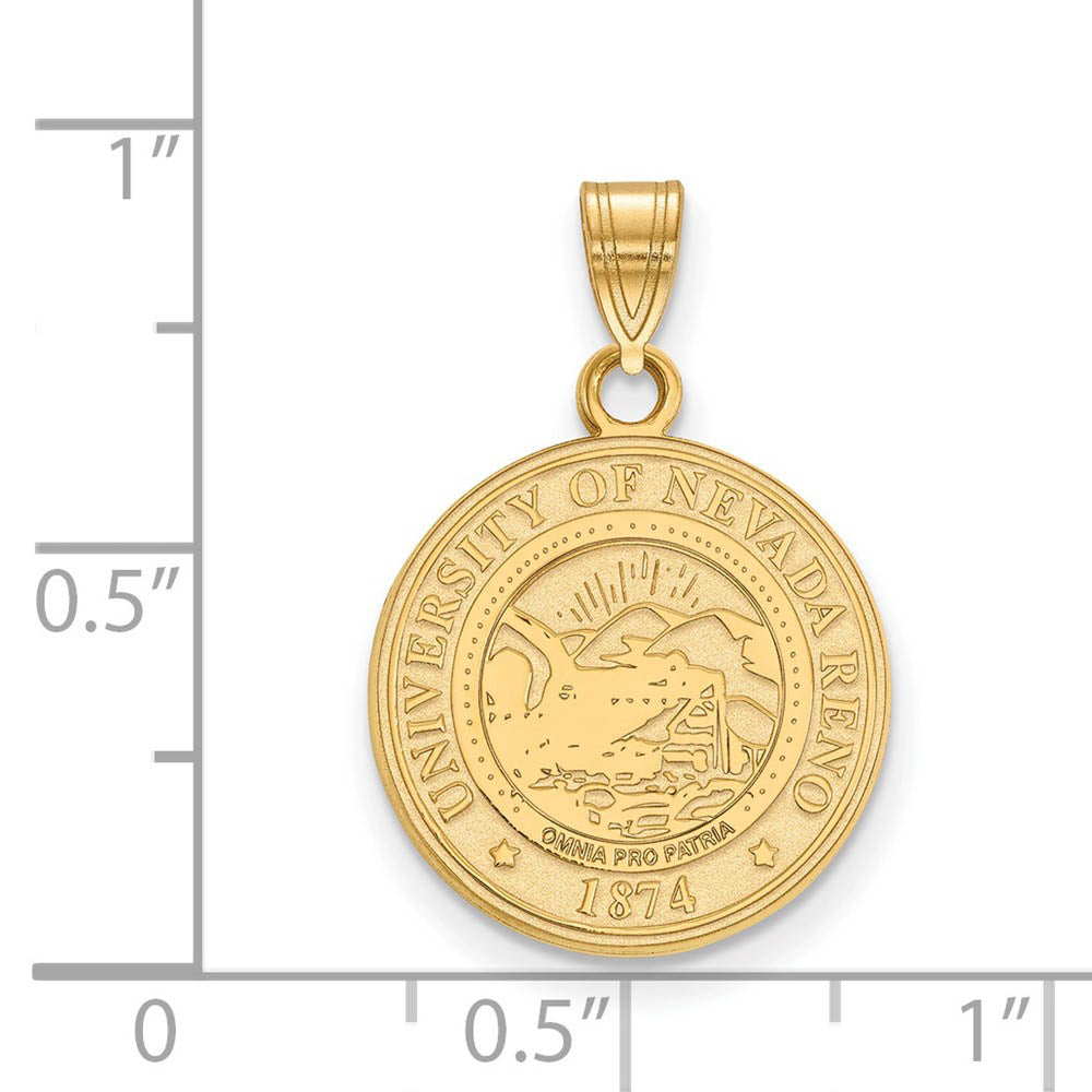 Alternate view of the 14k Gold Plated Silver U. of Nevada Medium Crest Pendant by The Black Bow Jewelry Co.