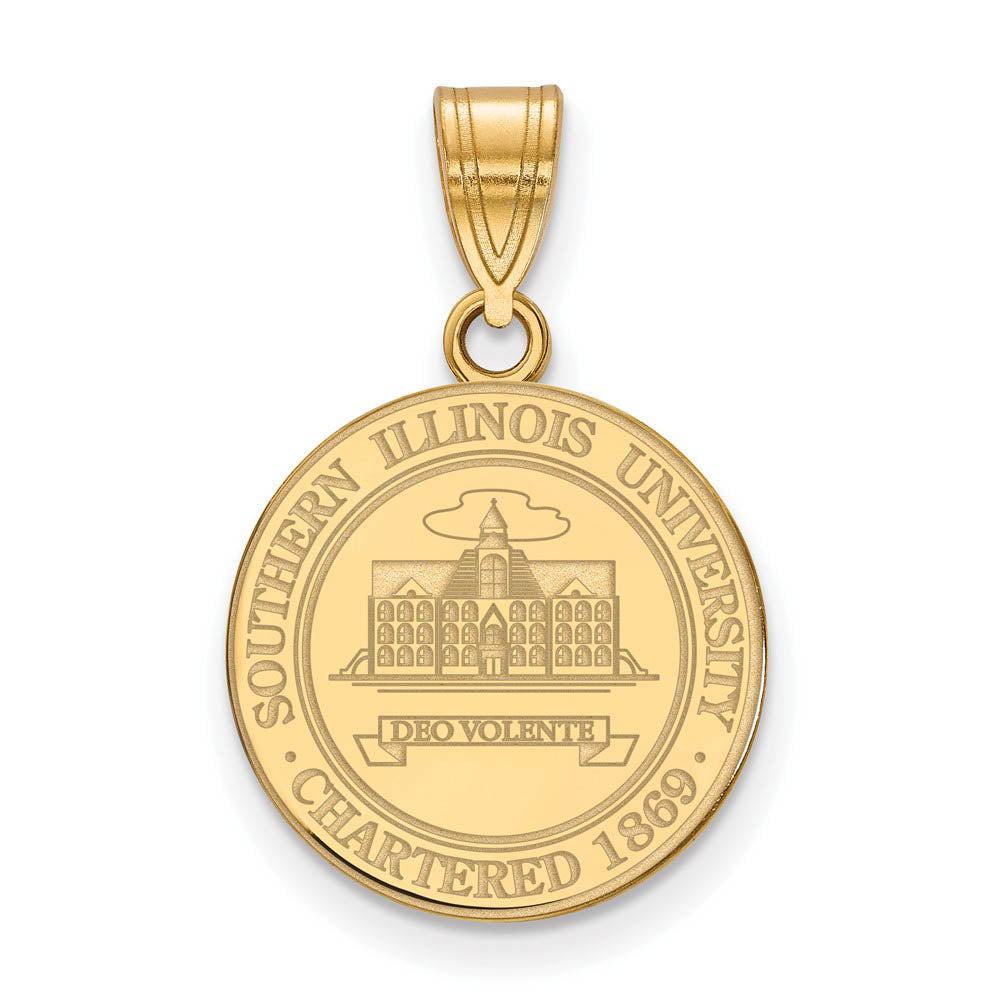 14k Gold Plated Silver Southern Illinois U. Med Crest Pendant, Item P19295 by The Black Bow Jewelry Co.
