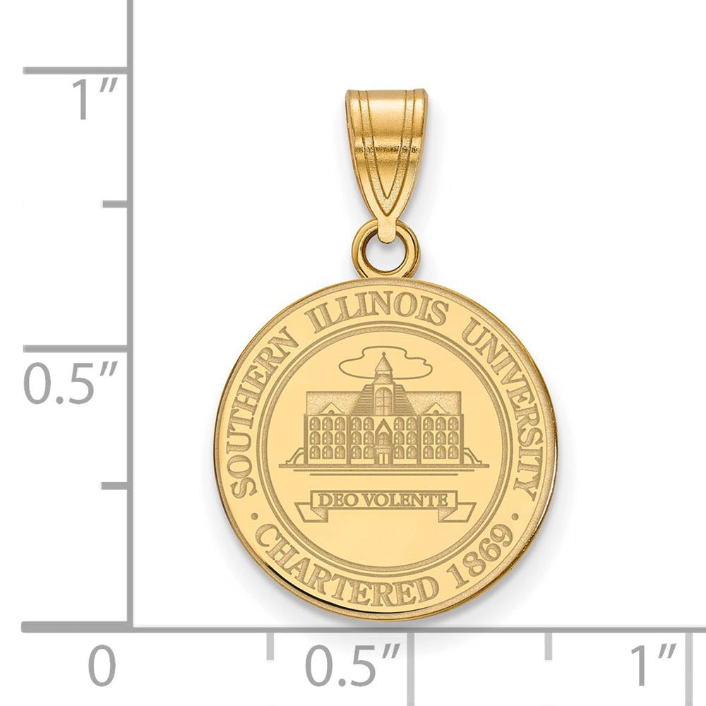 Alternate view of the 14k Gold Plated Silver Southern Illinois U. Med Crest Pendant by The Black Bow Jewelry Co.