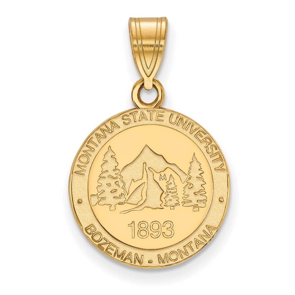 14k Gold Plated Silver Montana State Medium Crest Pendant, Item P19298 by The Black Bow Jewelry Co.