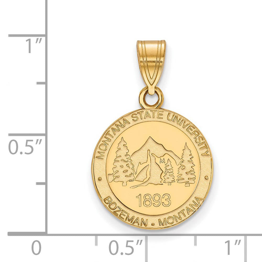 Alternate view of the 14k Gold Plated Silver Montana State Medium Crest Pendant by The Black Bow Jewelry Co.