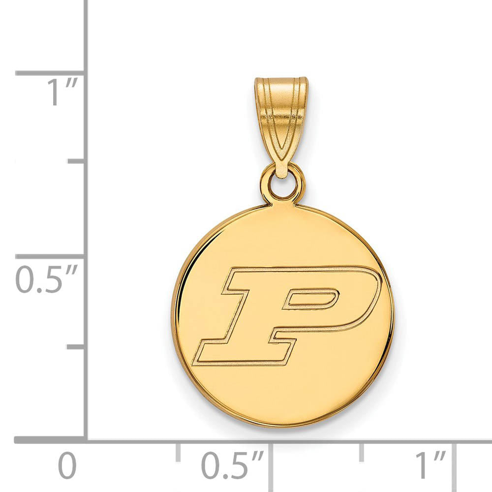 Alternate view of the 14k Gold Plated Silver Purdue Medium Initial P Disc Pendant by The Black Bow Jewelry Co.