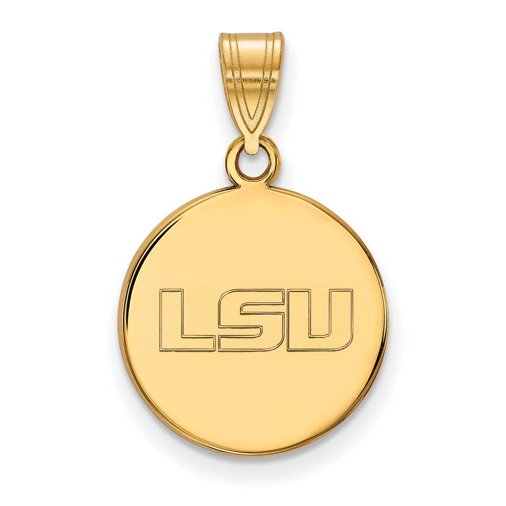14k Gold Plated Silver Louisiana State Medium Disc Pendant, Item P19311 by The Black Bow Jewelry Co.