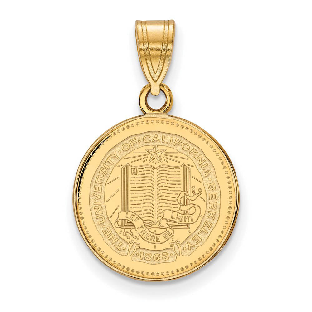 14k Gold Plated Silver California Berkeley Medium Crest Pendant, Item P19324 by The Black Bow Jewelry Co.