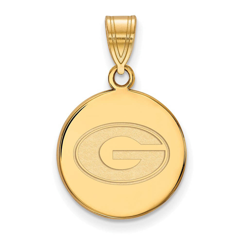 14k Gold Plated Silver U. of Georgia Medium 'G' Disc Pendant, Item P19333 by The Black Bow Jewelry Co.