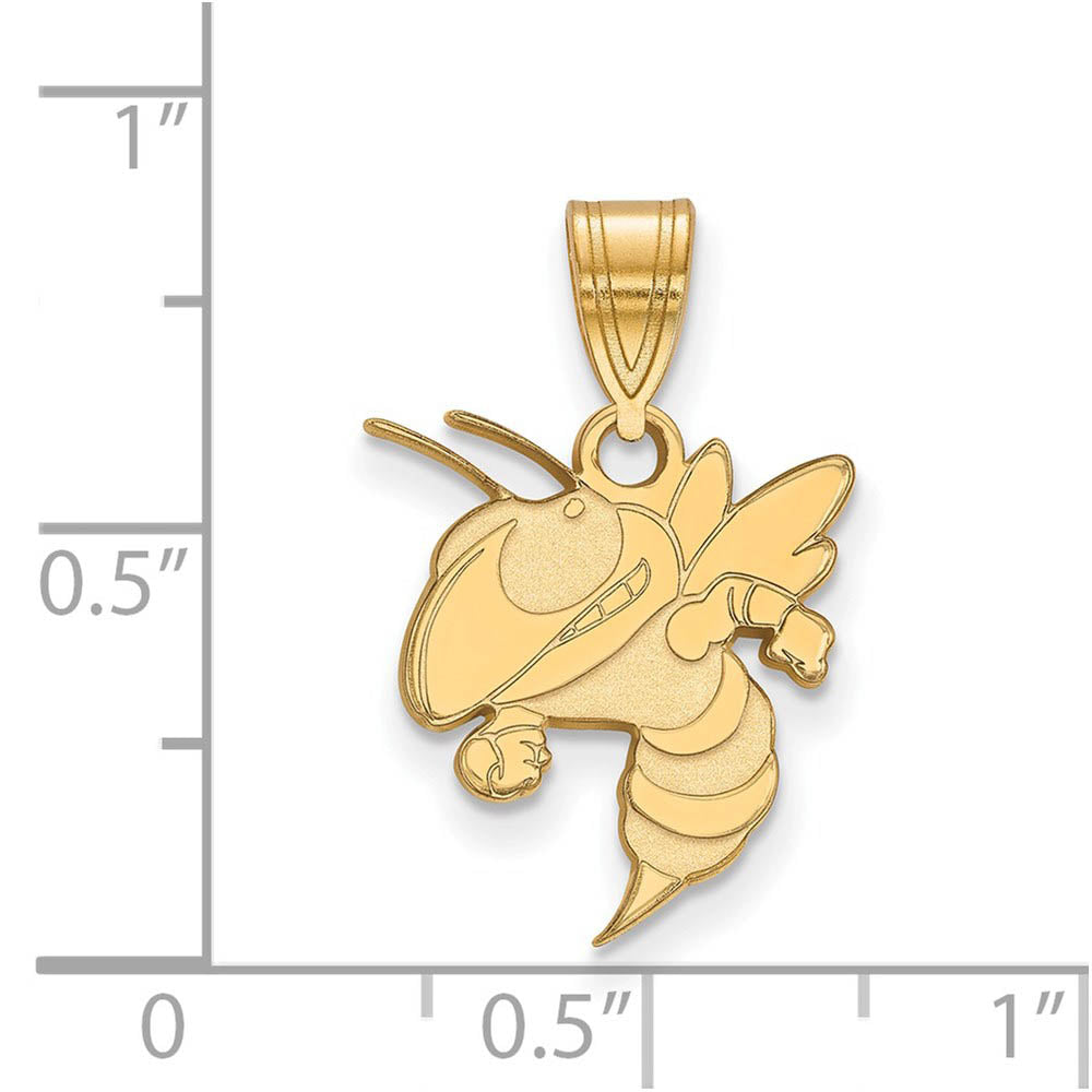 Alternate view of the 14k Gold Plated Silver Georgia Technology Medium Pendant by The Black Bow Jewelry Co.