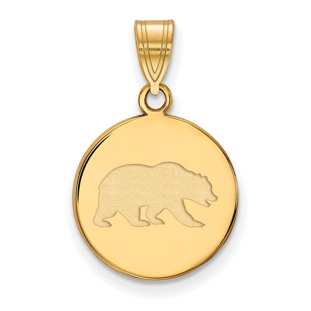 14k Gold Plated Silver California Berkeley Md Mascot Disc Pendant, Item P19344 by The Black Bow Jewelry Co.