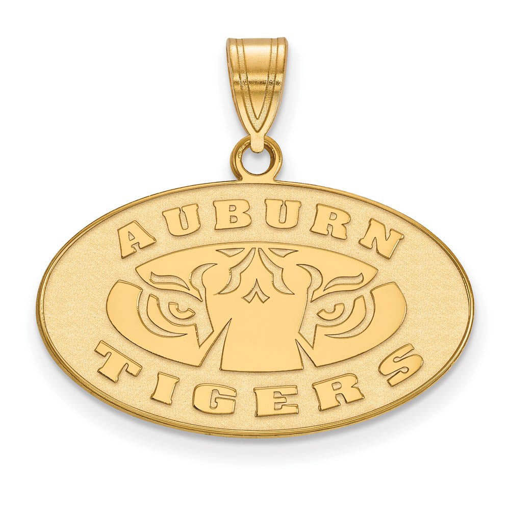 14k Gold Plated Silver Auburn U Medium Oval Logo Pendant, Item P19346 by The Black Bow Jewelry Co.