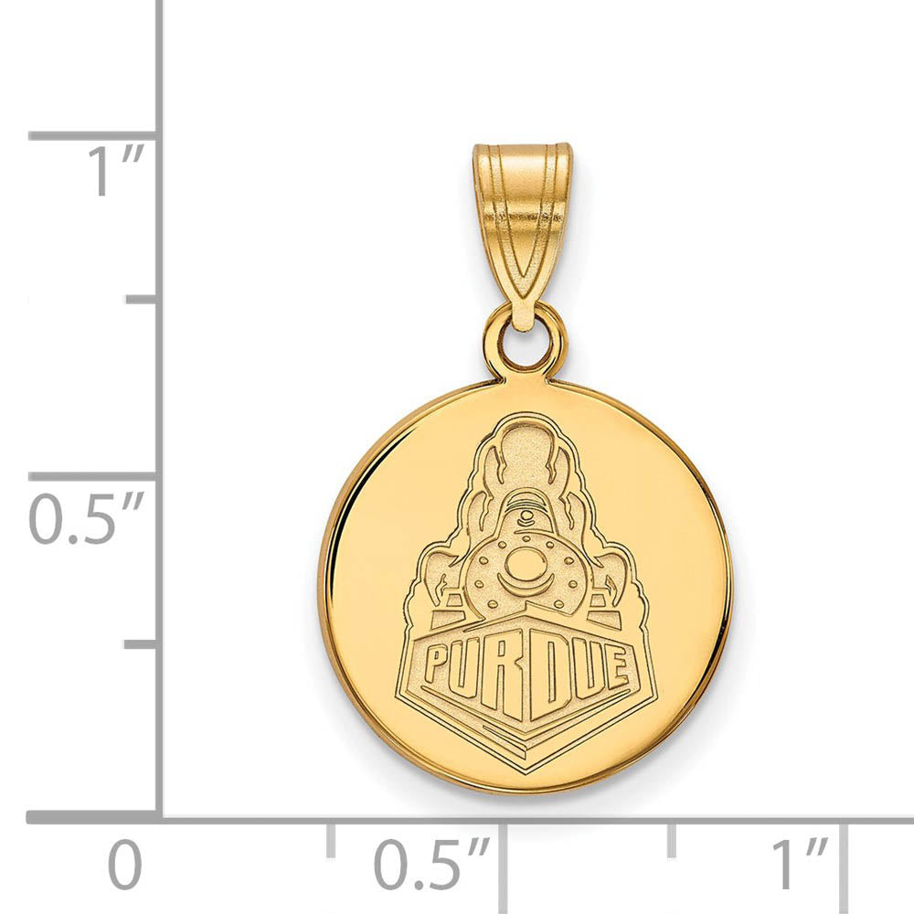Alternate view of the 14k Gold Plated Silver Purdue Medium Logo Disc Pendant by The Black Bow Jewelry Co.