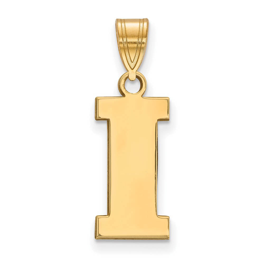 14k Gold Plated Silver U. of Iowa Medium Initial I Pendant, Item P19375 by The Black Bow Jewelry Co.