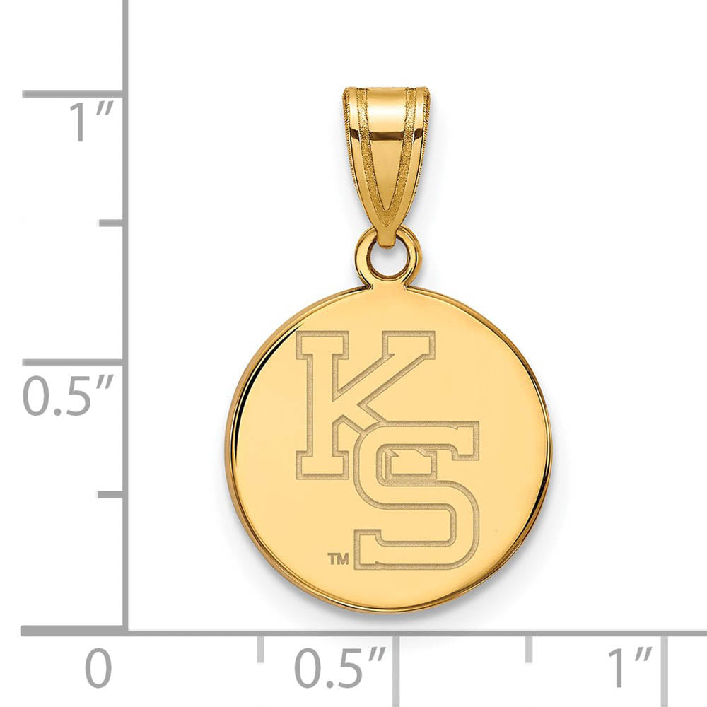 Alternate view of the 14k Gold Plated Silver Kansas State Medium Pendant by The Black Bow Jewelry Co.
