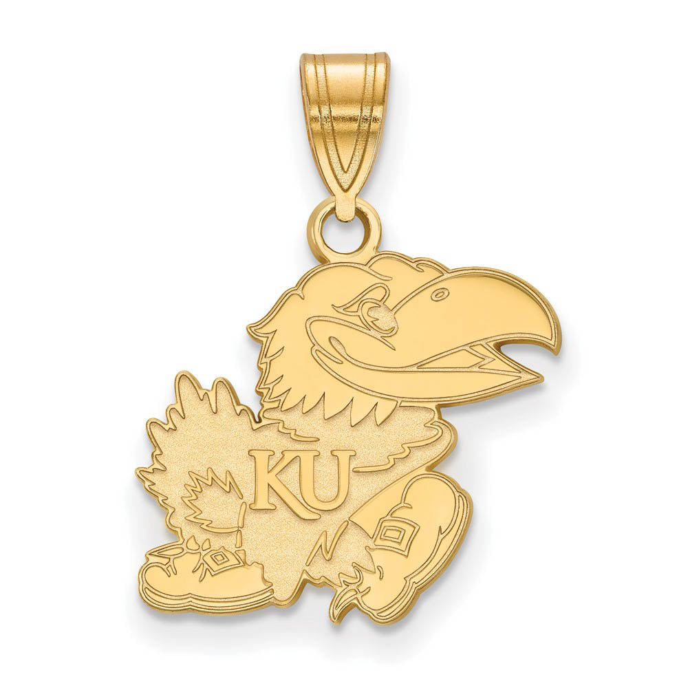 14k Gold Plated Silver U. of Kansas Medium Pendant, Item P19380 by The Black Bow Jewelry Co.