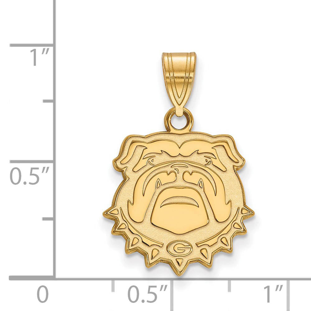 Alternate view of the 14k Gold Plated Silver U. of Georgia Medium Bulldog Pendant by The Black Bow Jewelry Co.