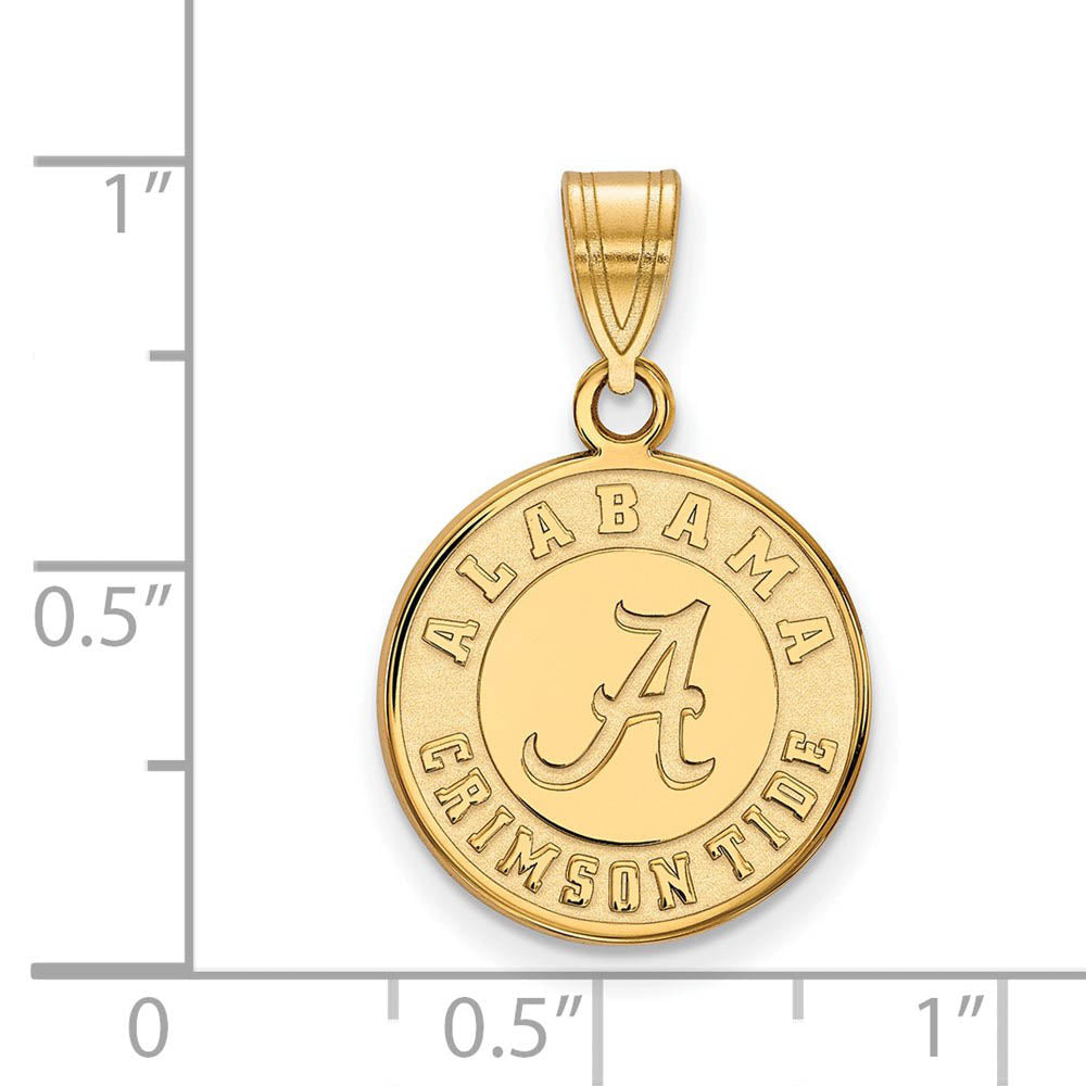 Alternate view of the 14k Gold Plated Silver U. of Alabama Medium Disc Pendant by The Black Bow Jewelry Co.