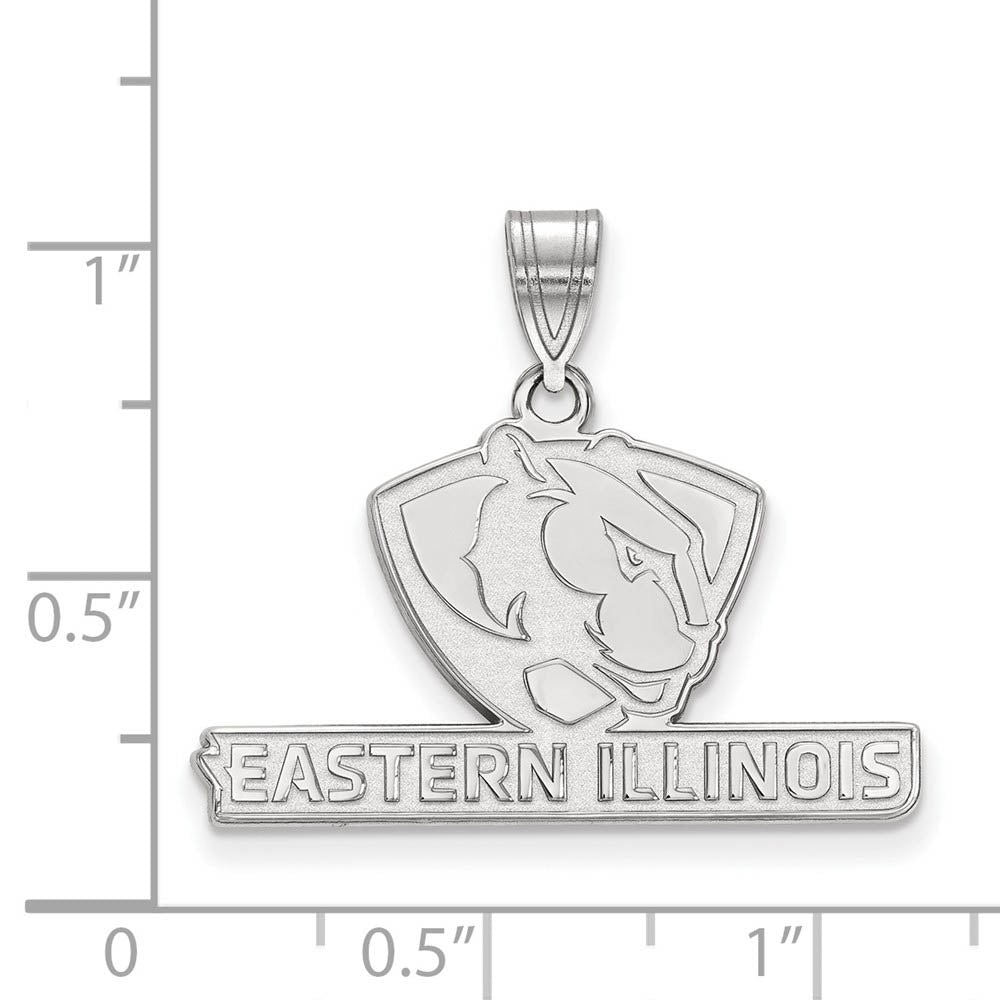 Alternate view of the Sterling Silver Eastern Illinois U Medium Pendant by The Black Bow Jewelry Co.