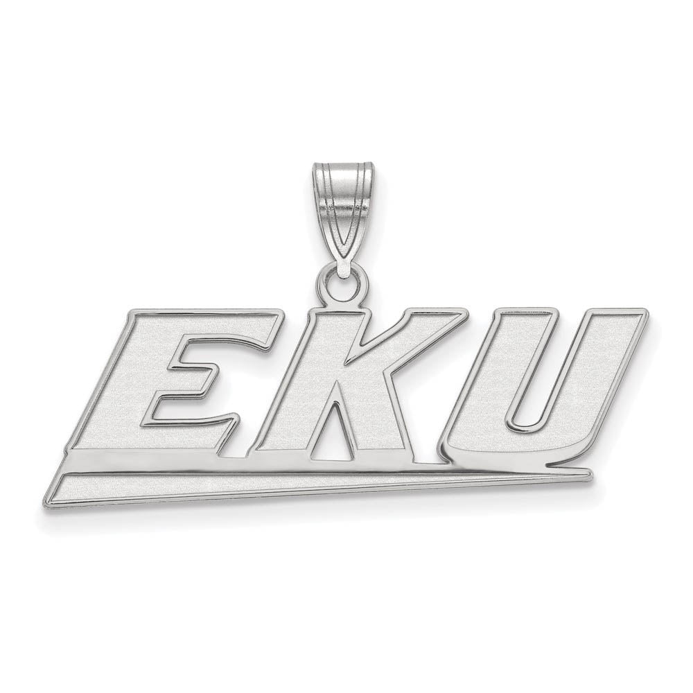 Sterling Silver Eastern Kentucky U Medium Pendant, Item P19412 by The Black Bow Jewelry Co.