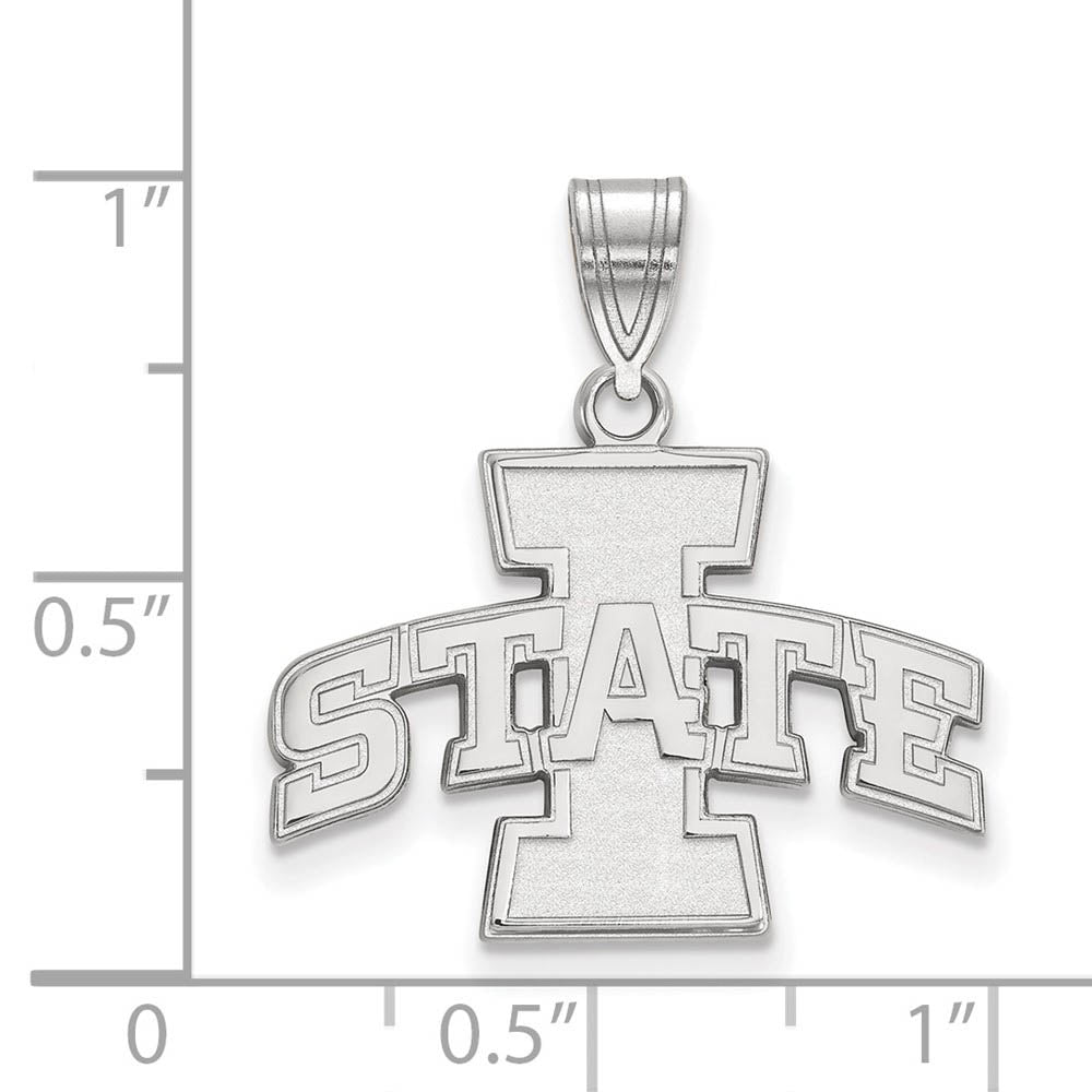 Alternate view of the Sterling Silver Iowa State Medium 'I STATE' Pendant by The Black Bow Jewelry Co.