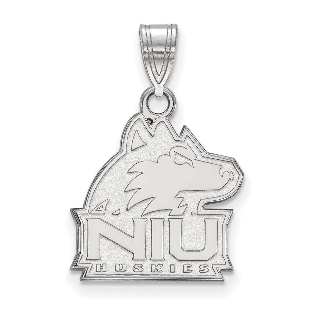Sterling Silver Northern Illinois U. Medium Pendant, Item P19425 by The Black Bow Jewelry Co.