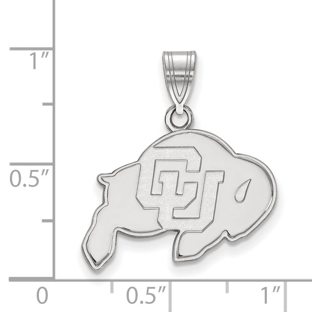Alternate view of the Sterling Silver U. of Colorado Medium 'CU' Mascot Pendant by The Black Bow Jewelry Co.