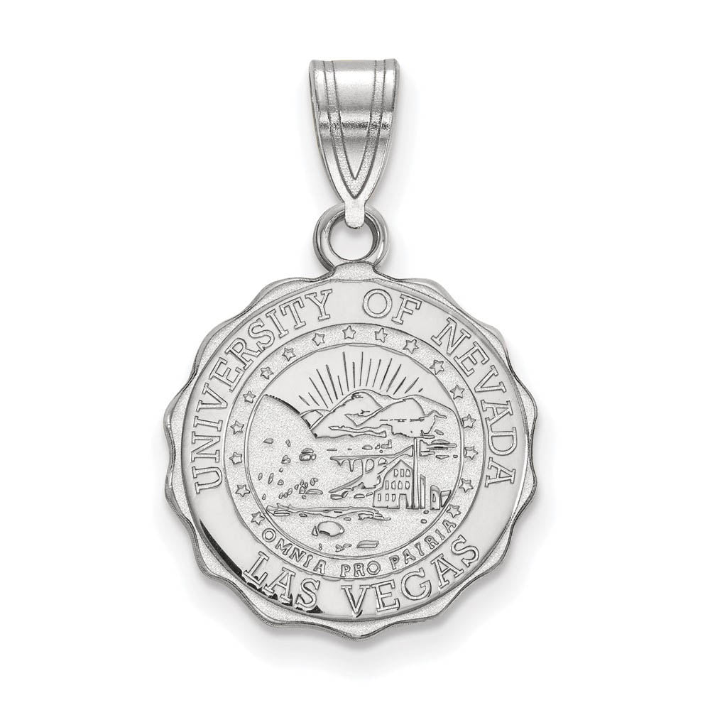 Sterling Silver U. of Nevada Las Vegas Medium Crest Pendant, Item P19472 by The Black Bow Jewelry Co.
