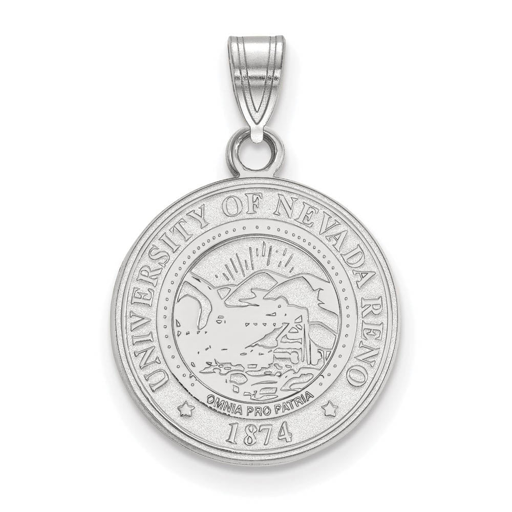 Sterling Silver U. of Nevada Medium Crest Pendant, Item P19473 by The Black Bow Jewelry Co.