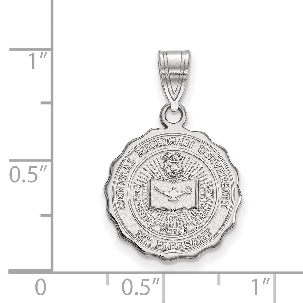 Alternate view of the Sterling Silver Central Michigan U Medium Crest Pendant by The Black Bow Jewelry Co.