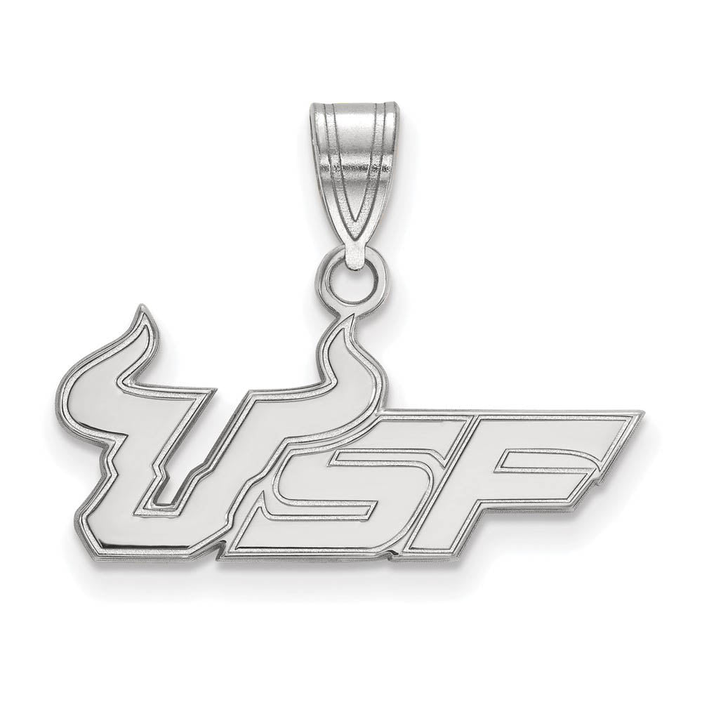 Sterling Silver South Florida Medium 'USF' Pendant, Item P19484 by The Black Bow Jewelry Co.