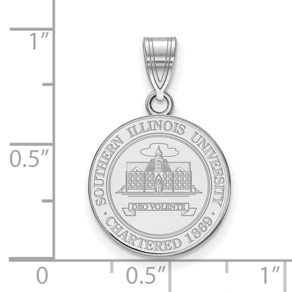 Alternate view of the Sterling Silver Southern Illinois U. Medium Crest Pendant by The Black Bow Jewelry Co.