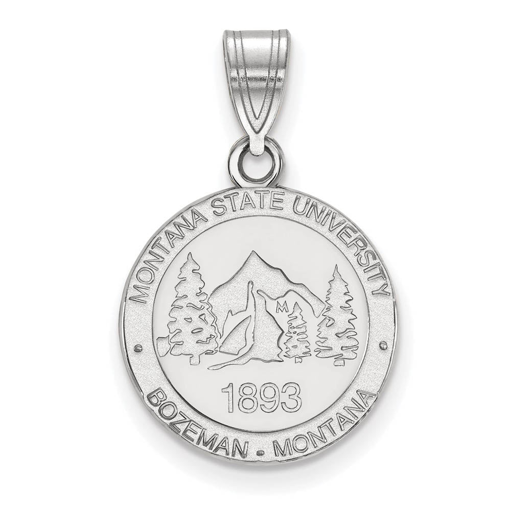 Sterling Silver Montana State Medium Crest Pendant, Item P19499 by The Black Bow Jewelry Co.