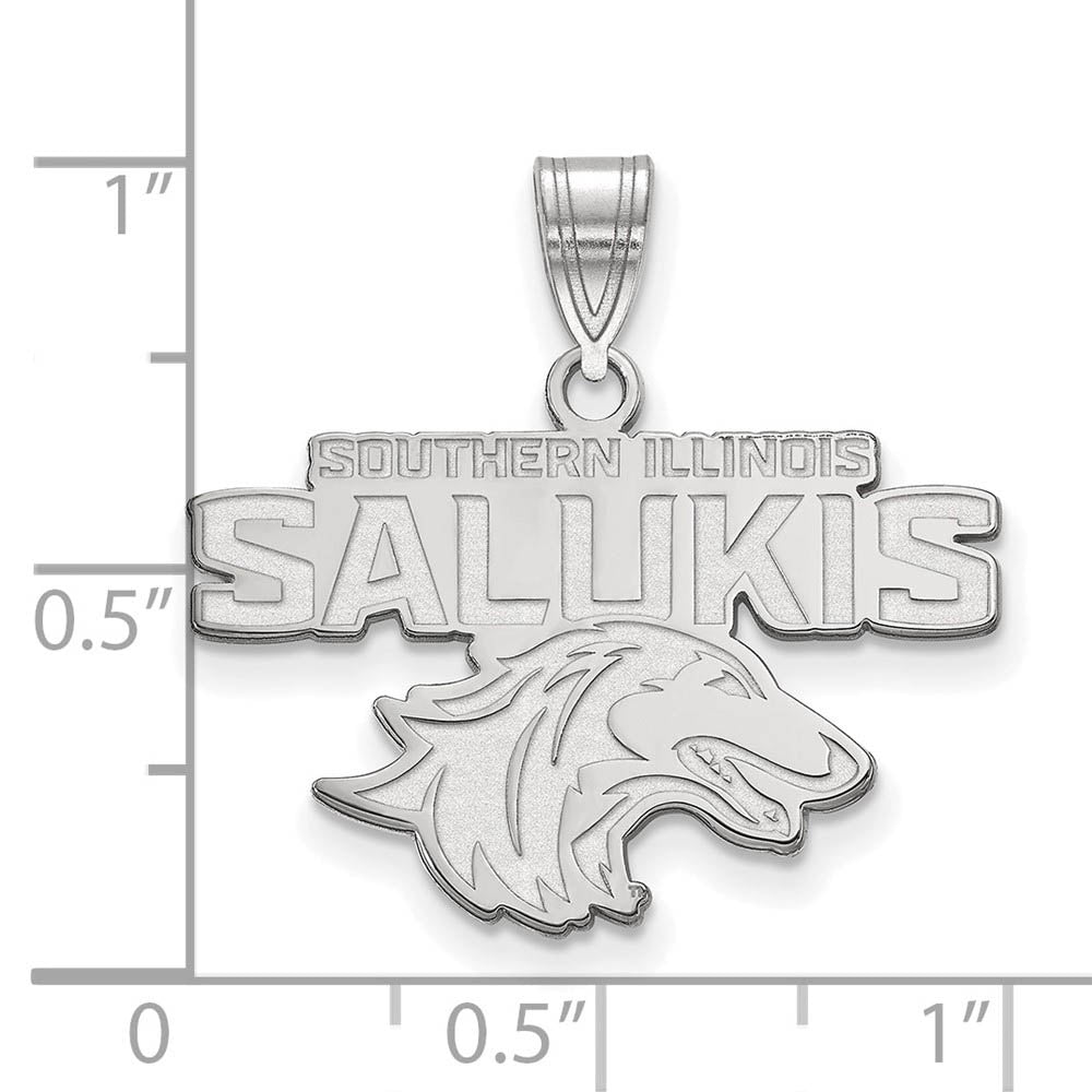 Alternate view of the Sterling Silver Southern Illinois U. Medium Pendant Necklace by The Black Bow Jewelry Co.
