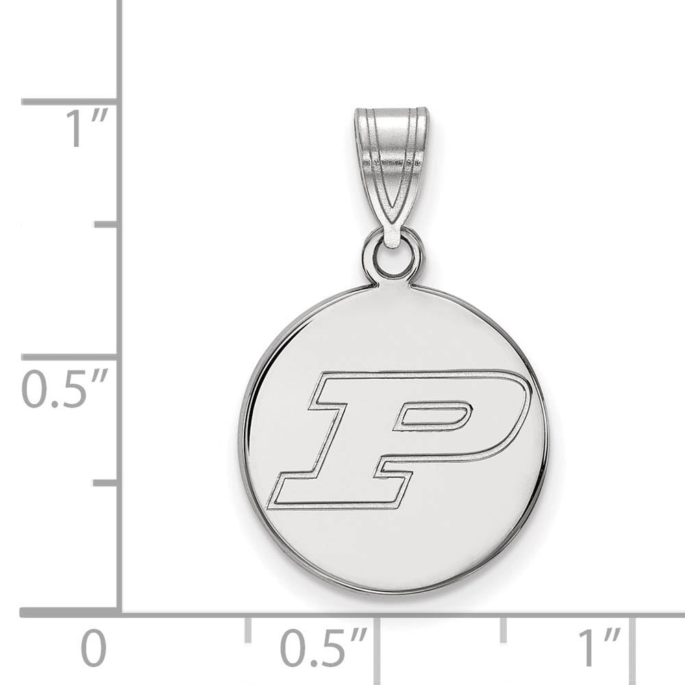 Alternate view of the Sterling Silver Purdue Medium Initial P Disc Pendant by The Black Bow Jewelry Co.
