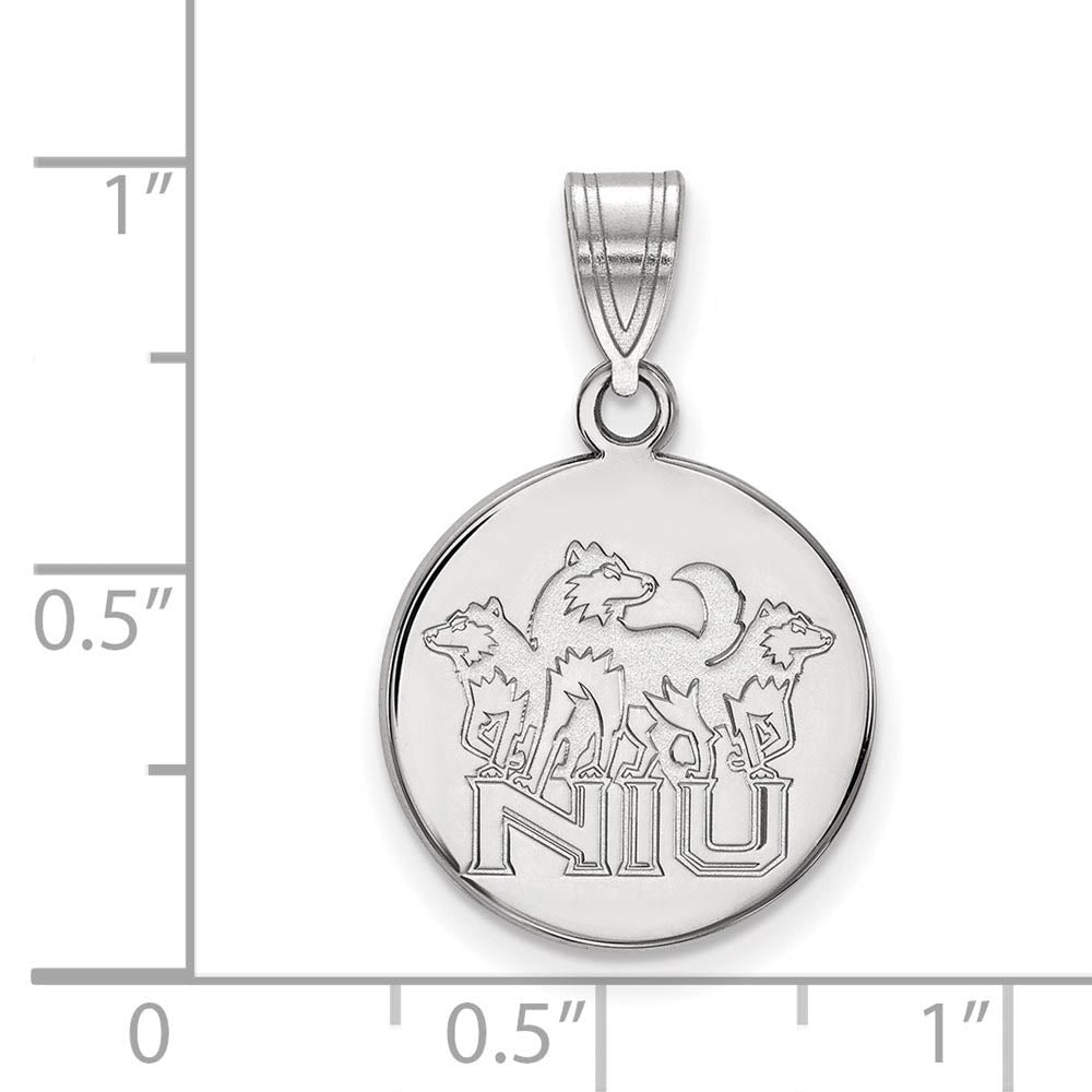 Alternate view of the Sterling Silver Northern Illinois U. Medium Disc Pendant by The Black Bow Jewelry Co.