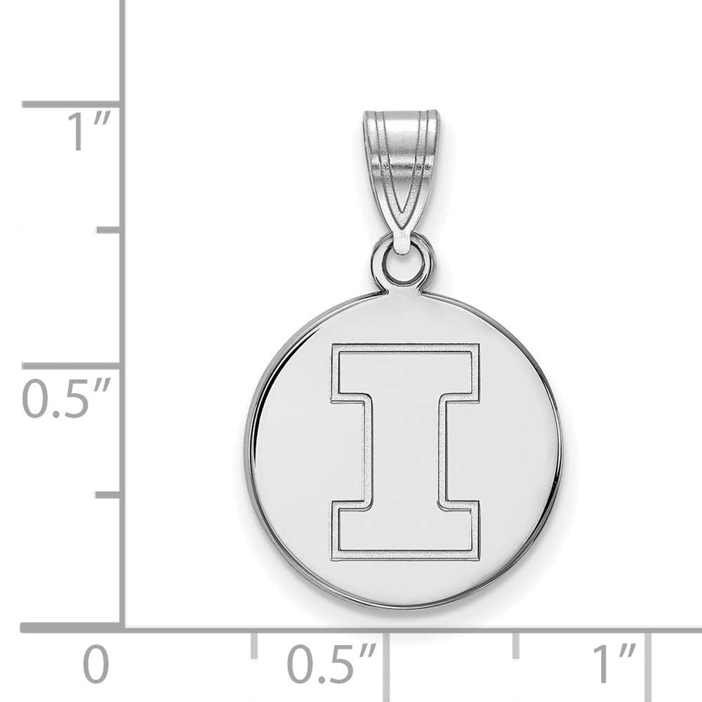 Alternate view of the Sterling Silver U. of Illinois Medium Initial I Disc Pendant by The Black Bow Jewelry Co.