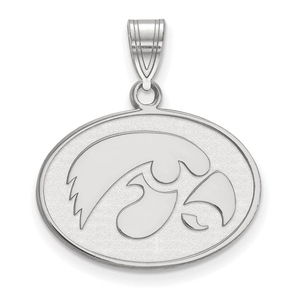 Sterling Silver U. of Iowa Medium Oval Mascot Pendant, Item P19554 by The Black Bow Jewelry Co.
