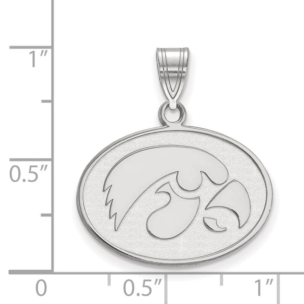 Alternate view of the Sterling Silver U. of Iowa Medium Oval Mascot Pendant by The Black Bow Jewelry Co.
