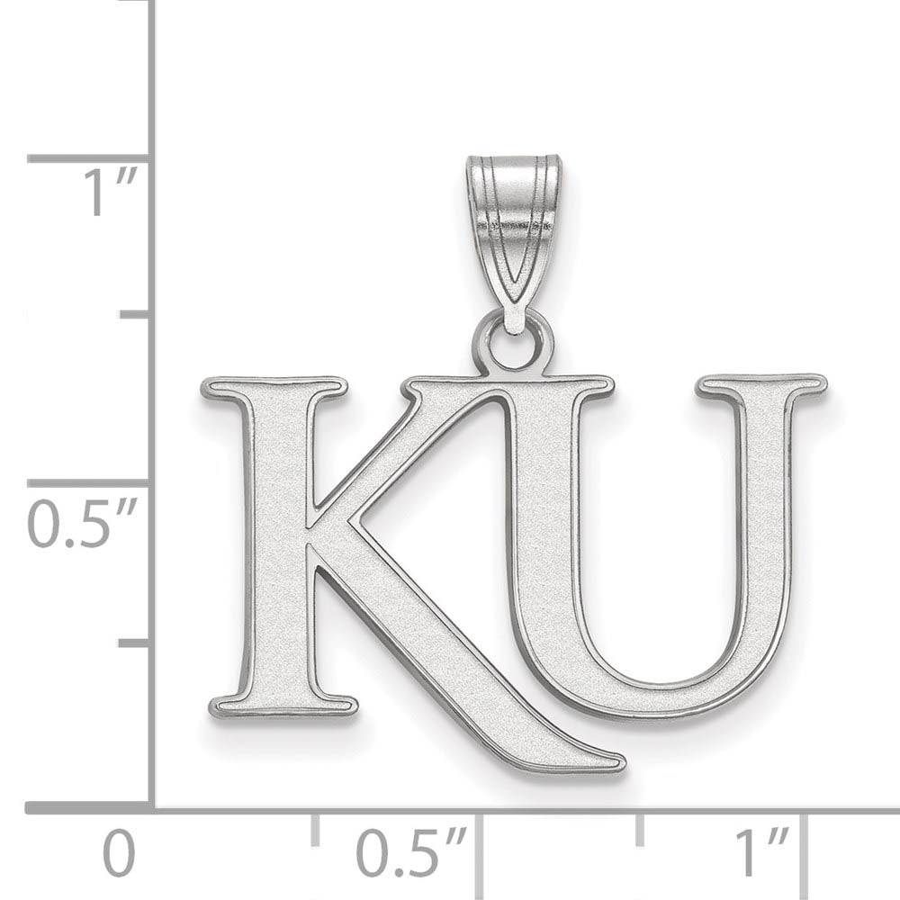 Alternate view of the Sterling Silver U. of Kansas Medium 'KU' Pendant by The Black Bow Jewelry Co.