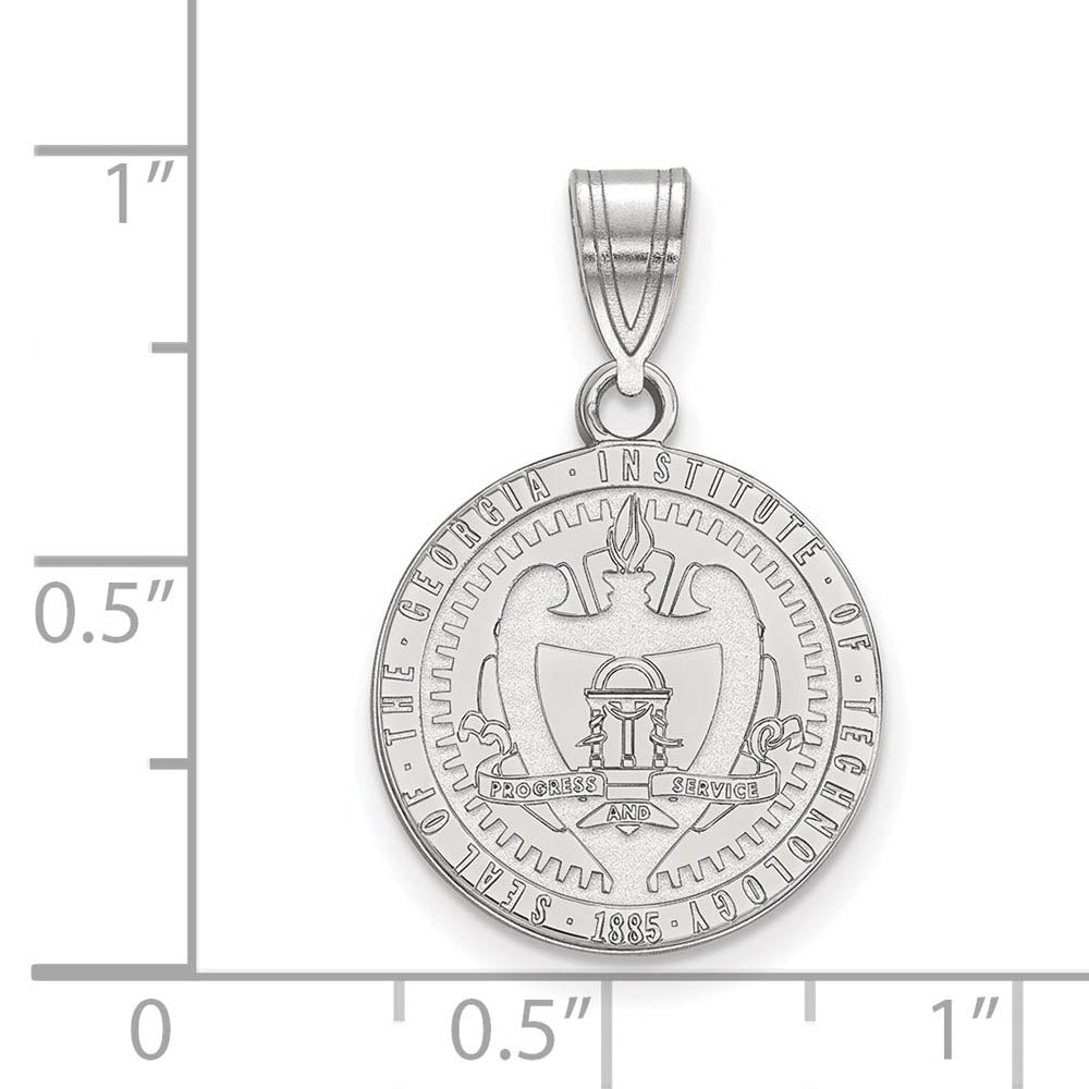 Alternate view of the Sterling Silver Georgia Technology Med Crest Pendant by The Black Bow Jewelry Co.
