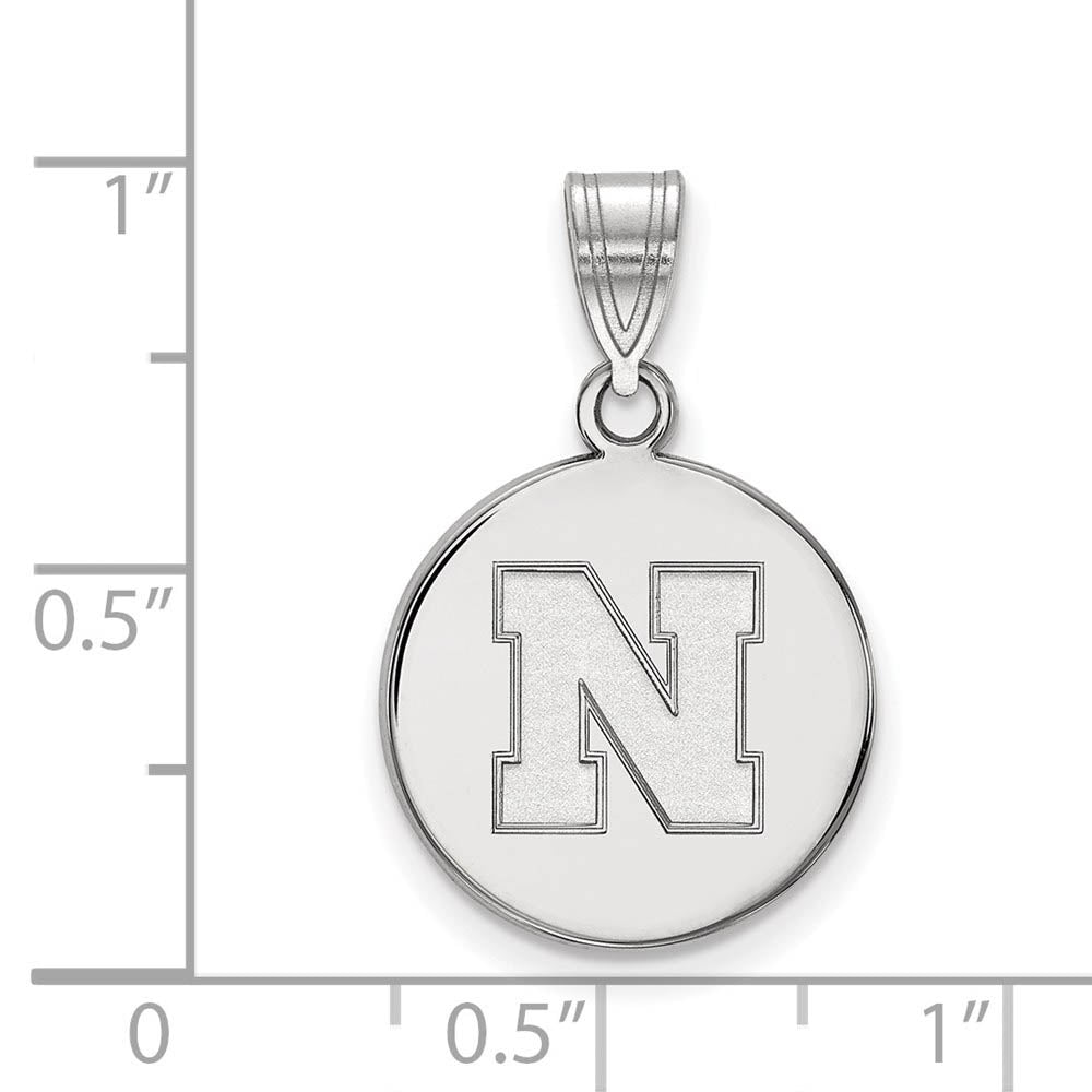 Alternate view of the Sterling Silver U. of Nebraska Medium Initial N Disc Pendant by The Black Bow Jewelry Co.