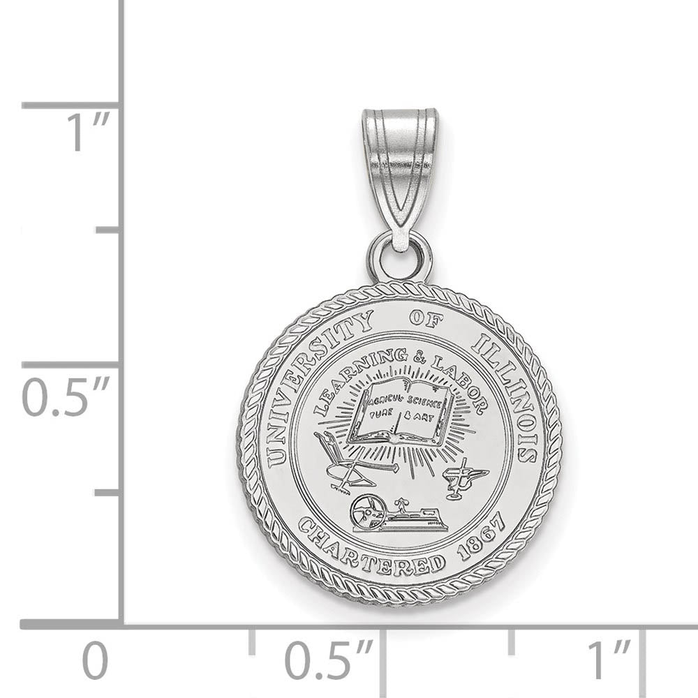 Alternate view of the Sterling Silver U. of Illinois Medium Crest Pendant by The Black Bow Jewelry Co.
