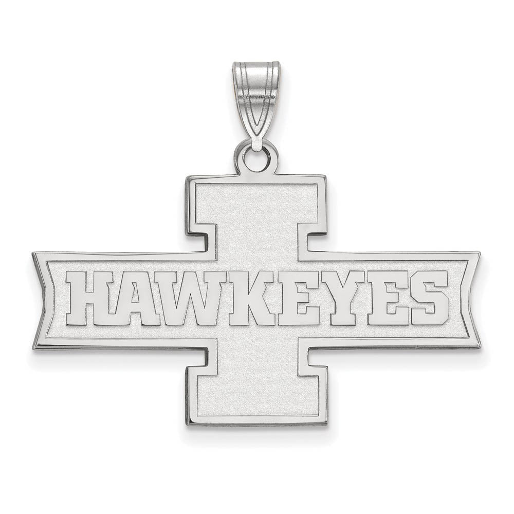Sterling Silver U. of Iowa Medium Pendant, Item P19588 by The Black Bow Jewelry Co.