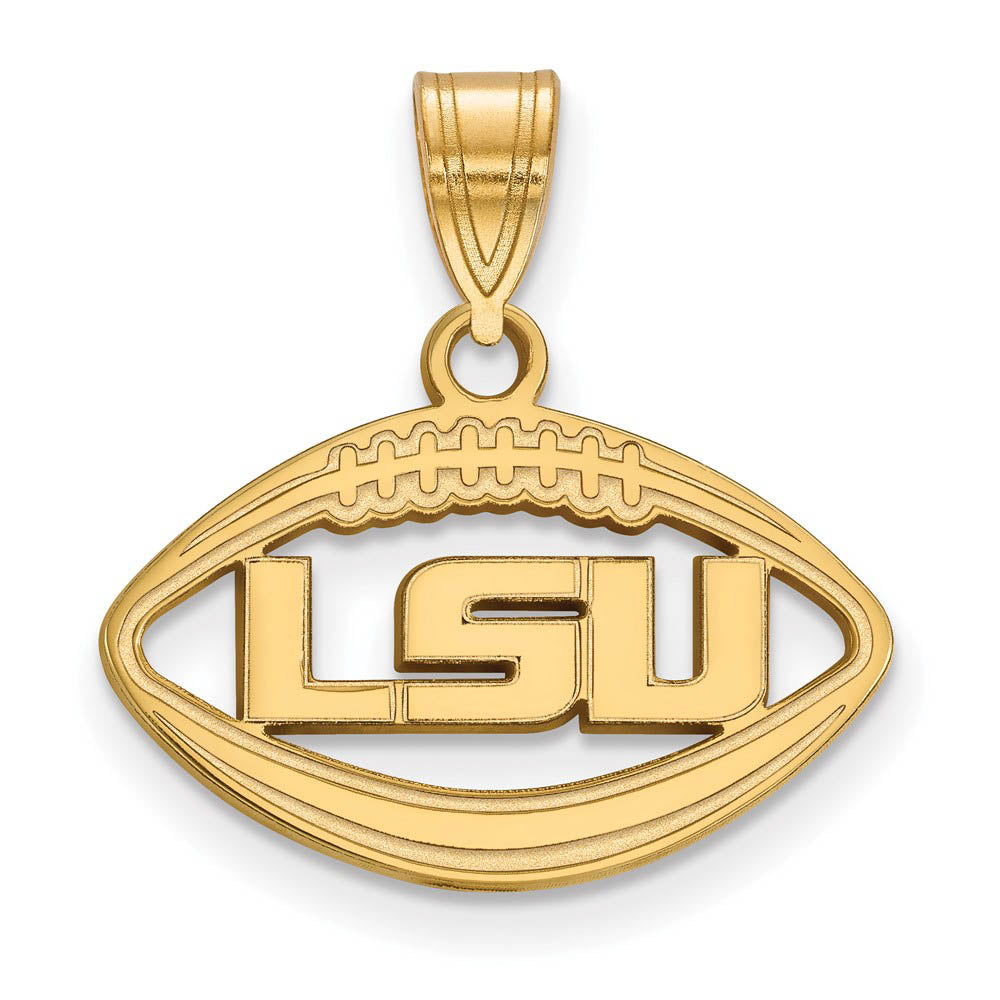 14k Gold Plated Silver Louisiana State Football Pendant, Item P19601 by The Black Bow Jewelry Co.