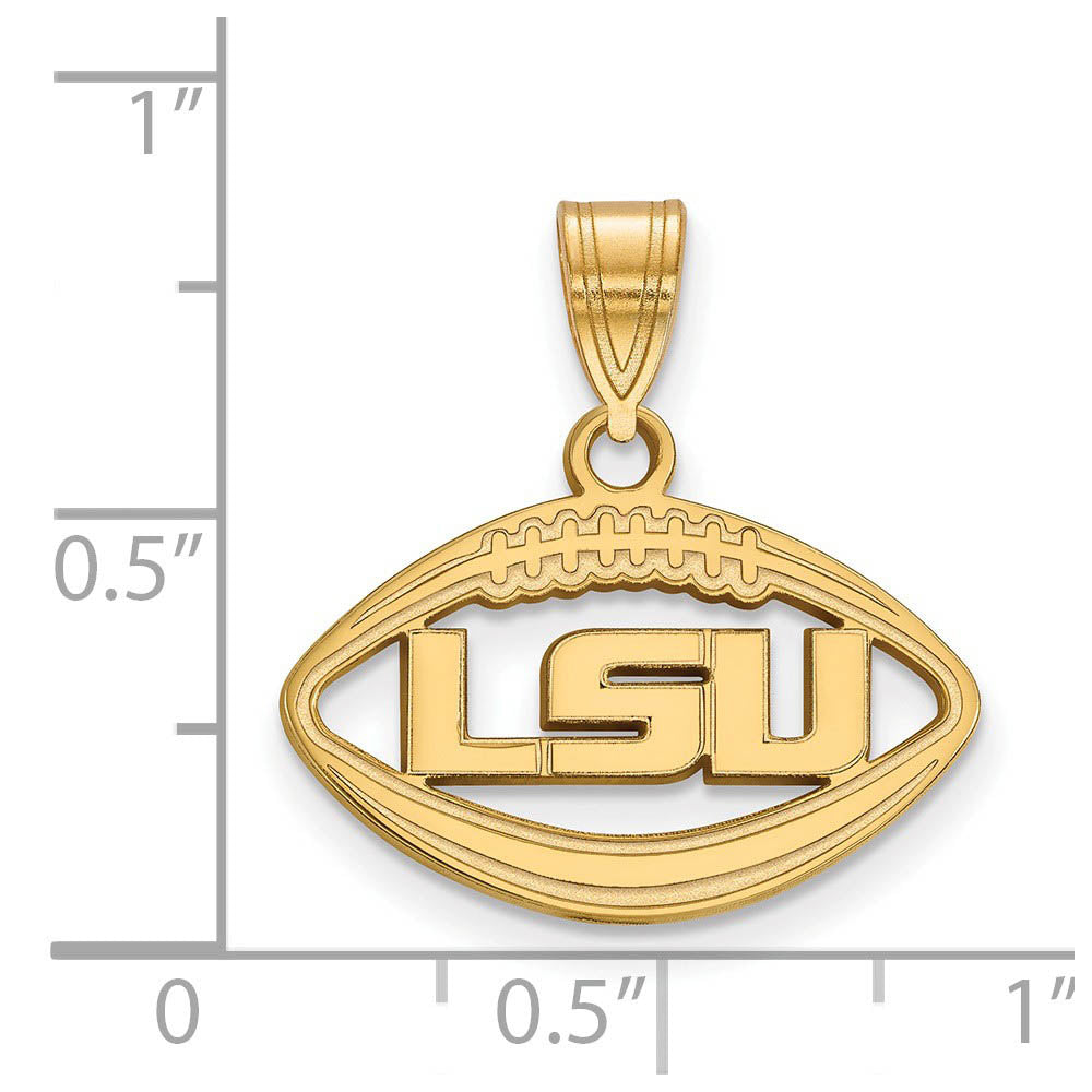 Alternate view of the 14k Gold Plated Silver Louisiana State Football Pendant by The Black Bow Jewelry Co.