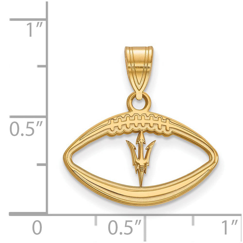 Alternate view of the 14k Gold Plated Silver Arizona State Football Pendant by The Black Bow Jewelry Co.