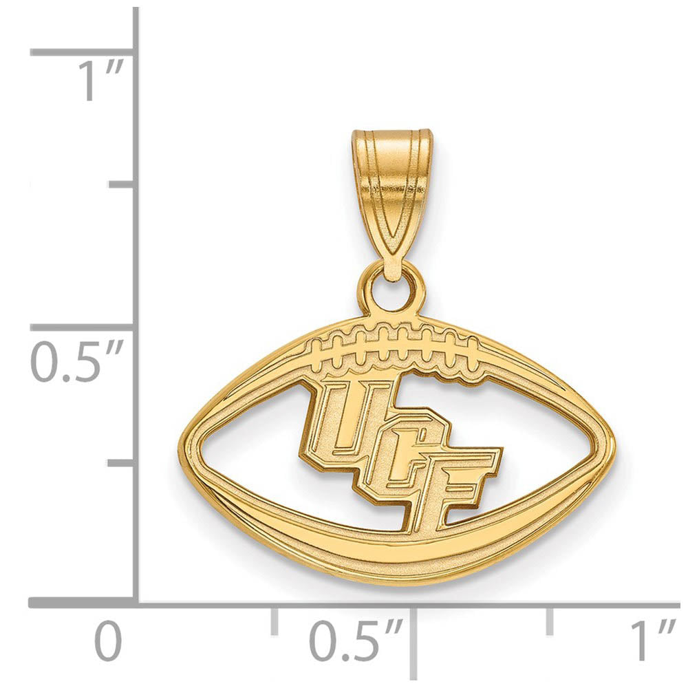 Alternate view of the 14k Gold Plated Silver Central Florida Football Pendant by The Black Bow Jewelry Co.