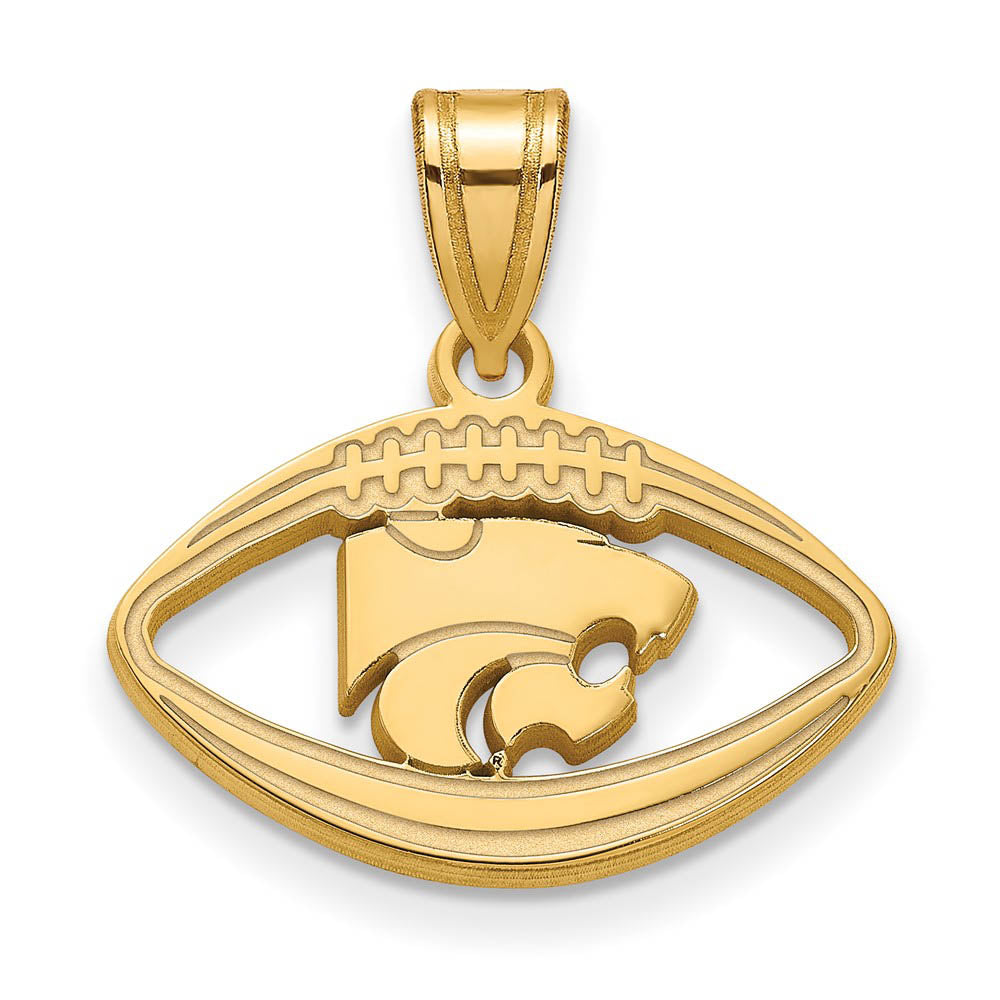 14k Gold Plated Silver Kansas State Football Pendant, Item P19613 by The Black Bow Jewelry Co.