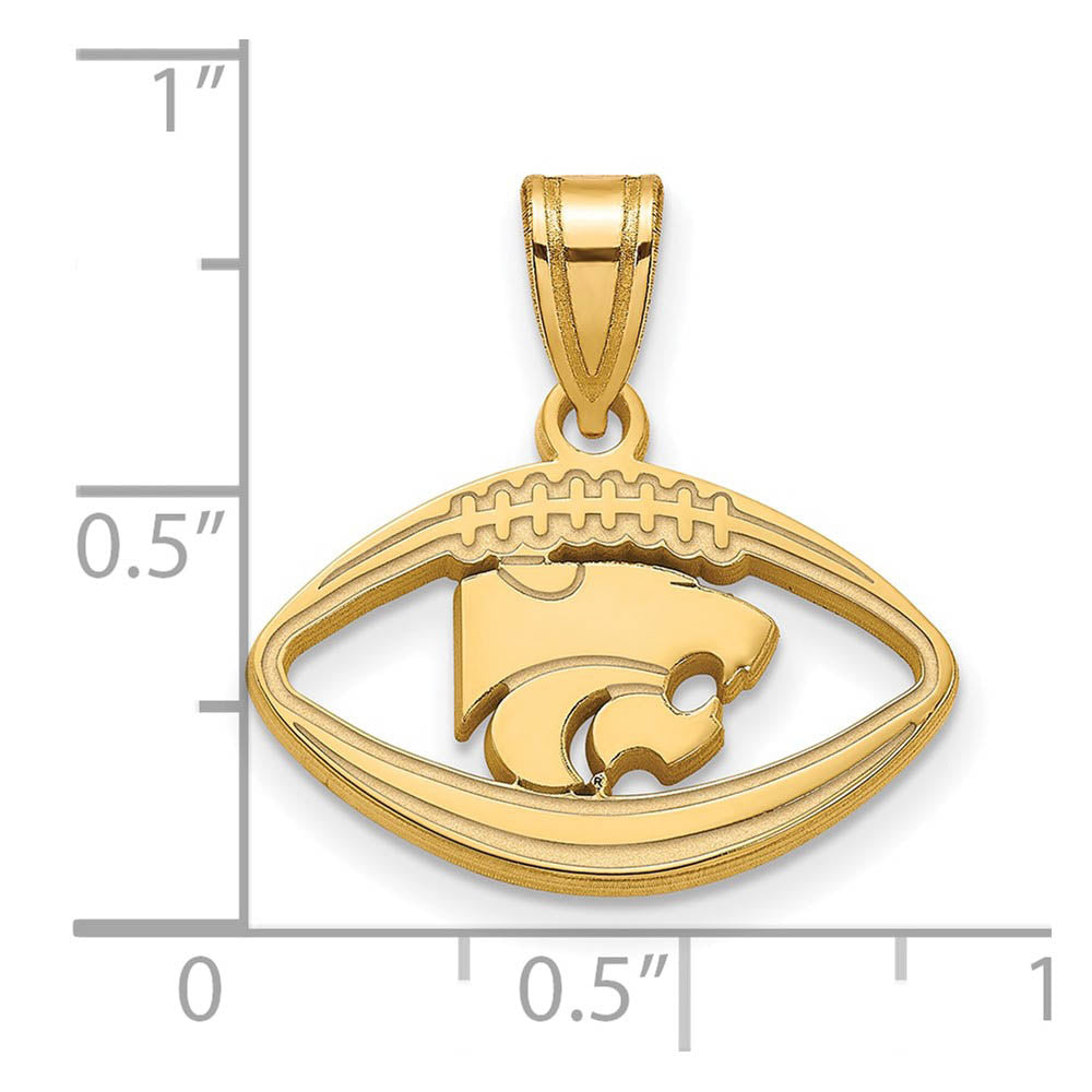 Alternate view of the 14k Gold Plated Silver Kansas State Football Pendant by The Black Bow Jewelry Co.