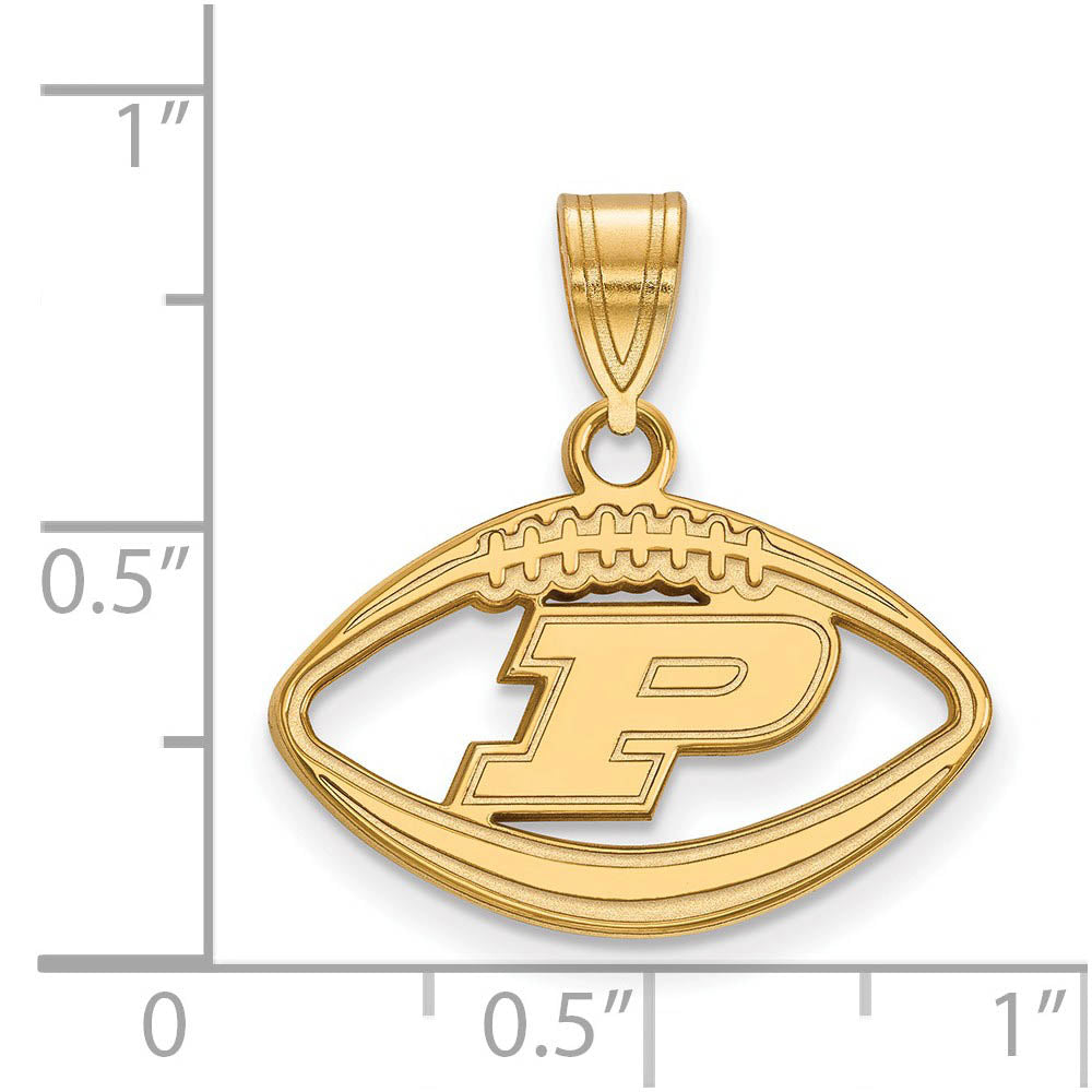 Alternate view of the 14k Gold Plated Silver Purdue Football 'P' Pendant by The Black Bow Jewelry Co.