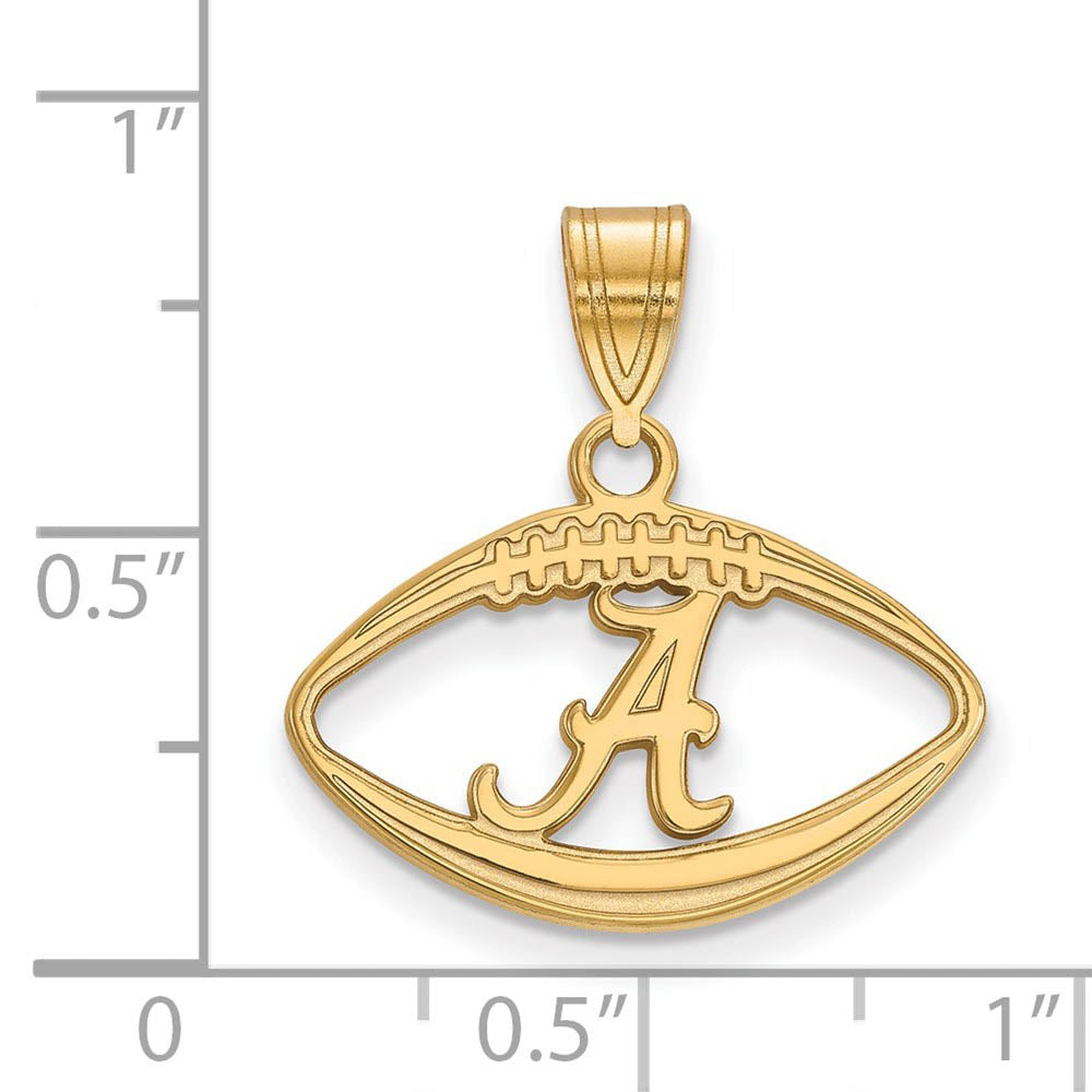 Alternate view of the 14k Gold Plated Silver U. of Alabama Football Pendant by The Black Bow Jewelry Co.