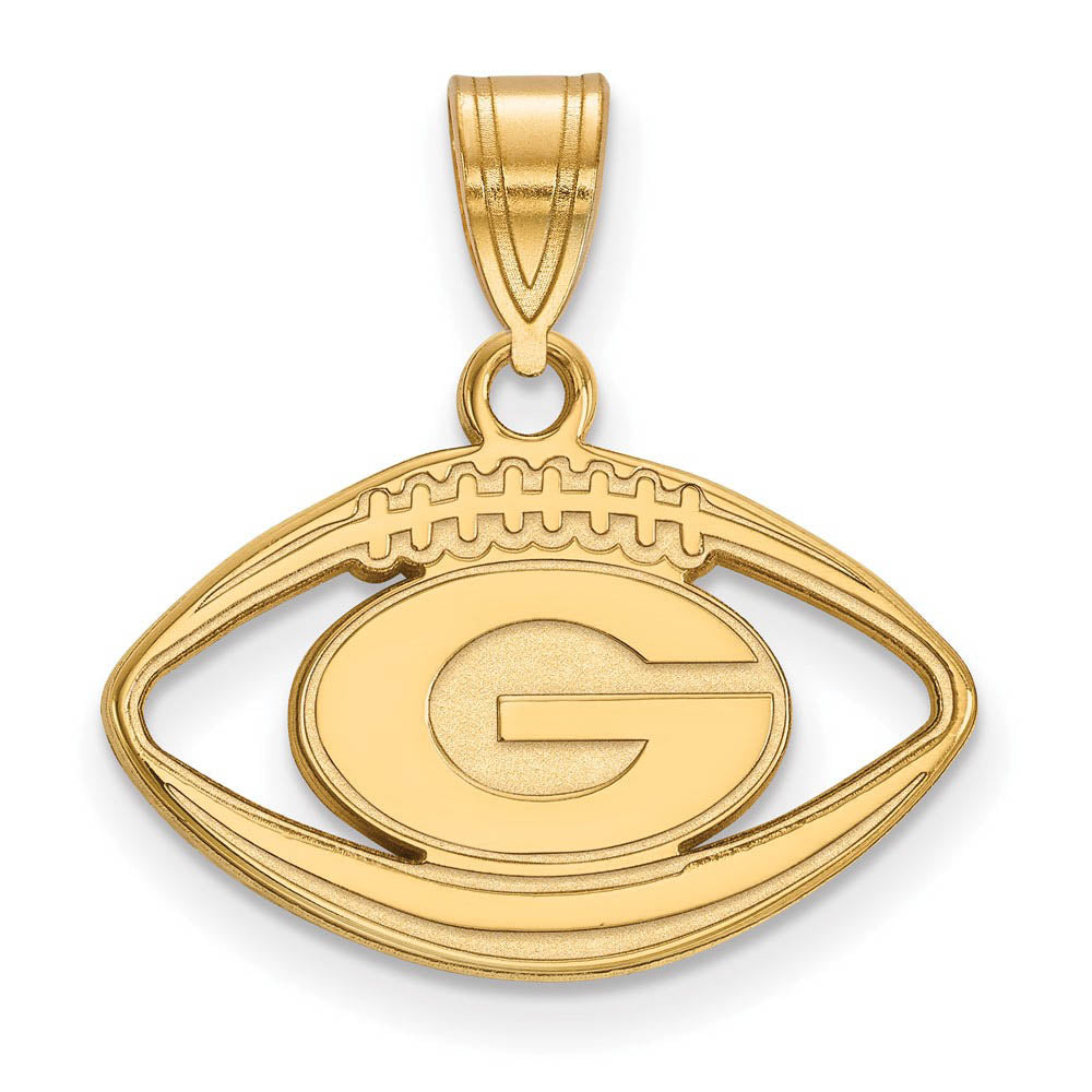 14k Gold Plated Silver U. of Georgia Football Pendant, Item P19619 by The Black Bow Jewelry Co.